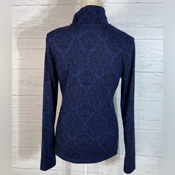 Eddie Bauer 1/4 Zip Pullover Women’s Small Paisley poly Spandex Blurple Slits - Picture 6 of 9